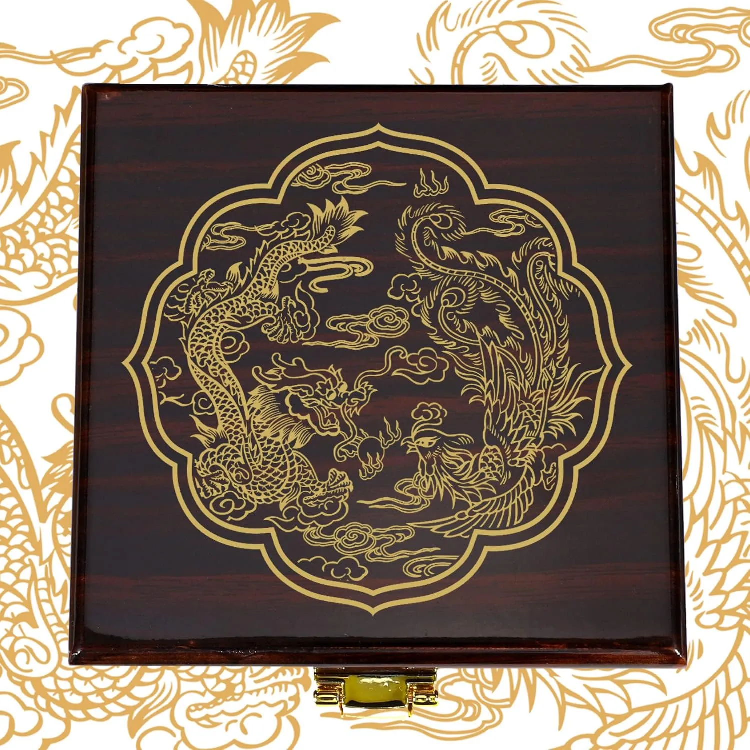 Phoenix Black Skeleton with Box ManChDa Antique specimen chord dare wide visit newspaper Mechanical Pocket Watch Lucky Dragon & 