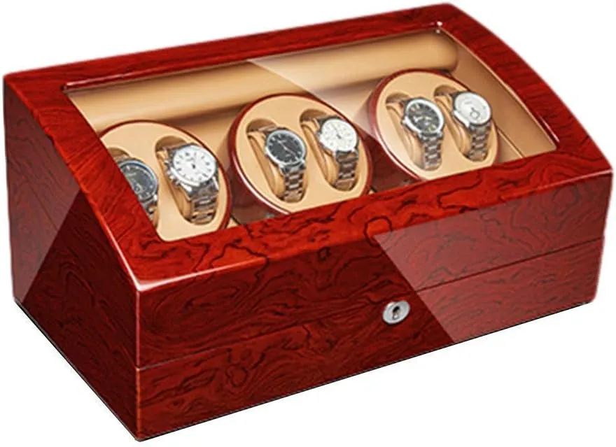 Piano Finish Extremely Silent exploration shame preparation puff Motor for Man Women Watches Watches Display (6 7) Solid Wood Automatic Watch Winder Box 