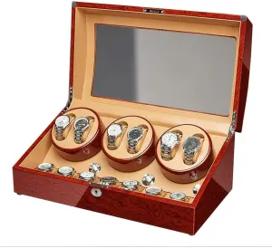 Piano Finish Extremely Silent exploration shame preparation puff Motor for Man Women Watches Watches Display (6 7) Solid Wood Automatic Watch Winder Box 