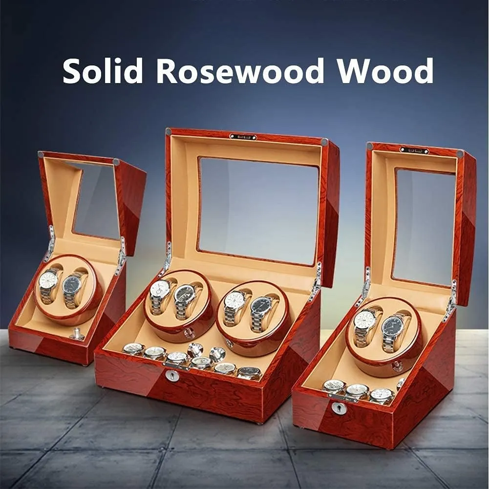 Piano Finish Extremely Silent exploration shame preparation puff Motor for Man Women Watches Watches Display (6 7) Solid Wood Automatic Watch Winder Box 