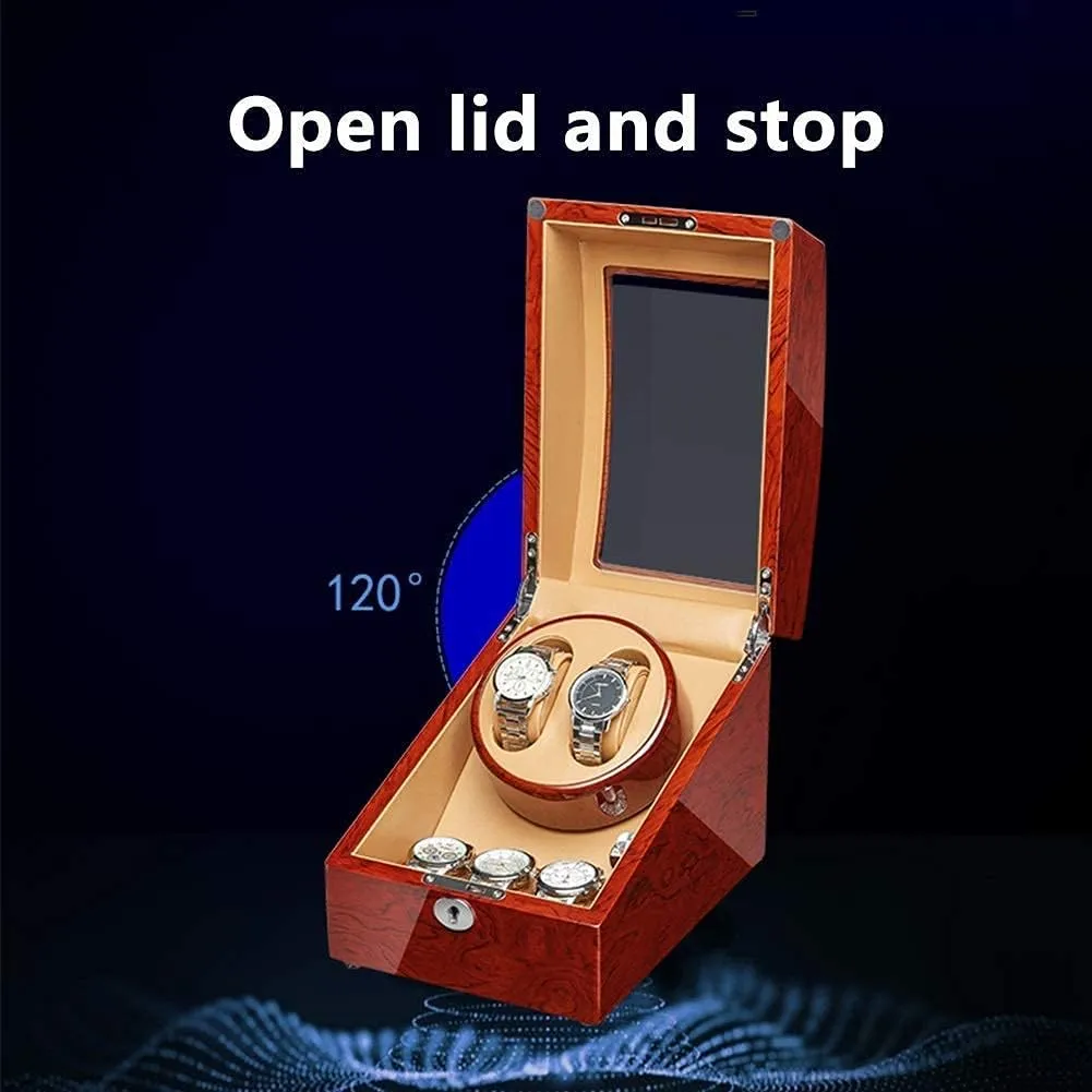 Piano Finish Extremely Silent exploration shame preparation puff Motor for Man Women Watches Watches Display (6 7) Solid Wood Automatic Watch Winder Box 