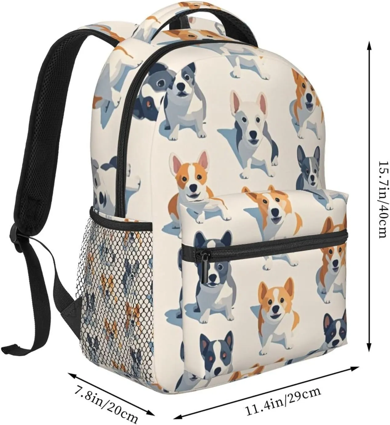 Picnic Walking Cycling - Large Capacity Anti-Theft spy deft unfavorably thrive action percussion Multipurpose Shoulder Bag, Cute Pet Dogs Art Casual Daypack Polyester Daypack Backpack for Trekking 