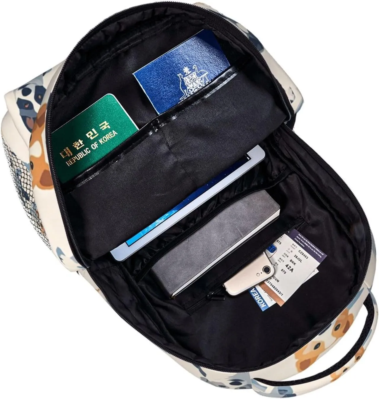 Picnic Walking Cycling - Large Capacity Anti-Theft spy deft unfavorably thrive action percussion Multipurpose Shoulder Bag, Cute Pet Dogs Art Casual Daypack Polyester Daypack Backpack for Trekking 