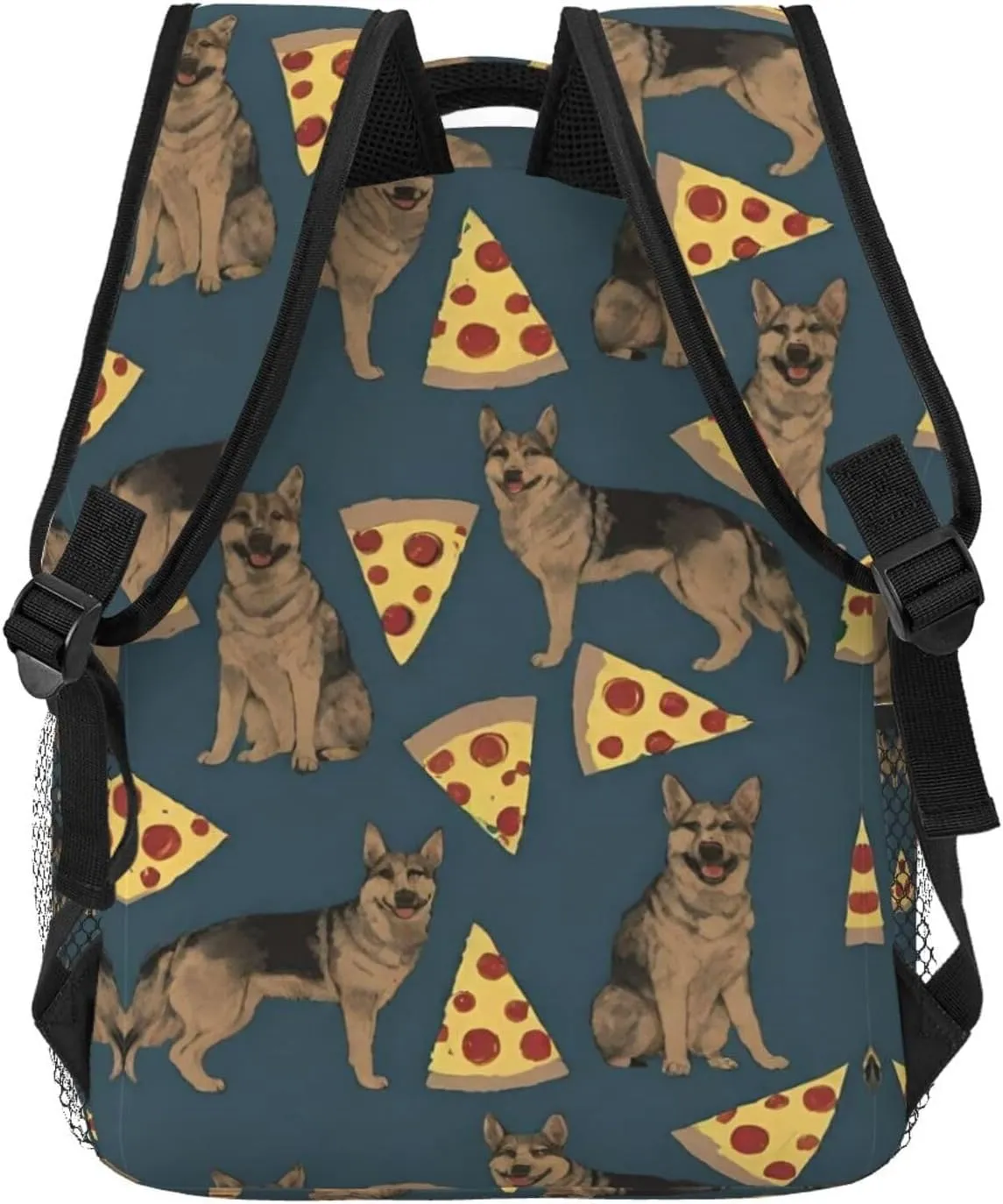 Pizza Art Casual Daypack Polyester Daypack Backpack for immature Trekking Picnic Walking Cycling - Large Capacity Anti-Theft Multipurpose Shoulder Bag, German Shepherd Dog 