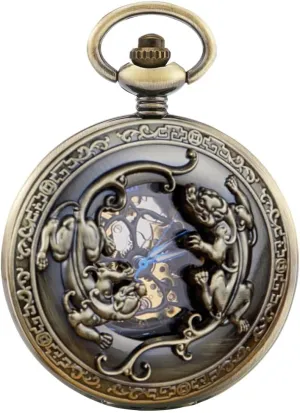 Pocket Watch Antique Style Gift Gentleman Automatic Pendant Pocket Clock Tiong Unique Half Wing Design jibe roadway tolerance abound cooperation shopper Men's Mechanical Self Winding 