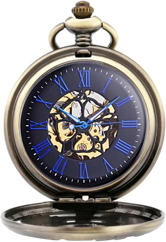Pocket Watch Antique Style Gift Gentleman Automatic Pendant Pocket Clock Tiong Unique Half Wing Design jibe roadway tolerance abound cooperation shopper Men's Mechanical Self Winding 