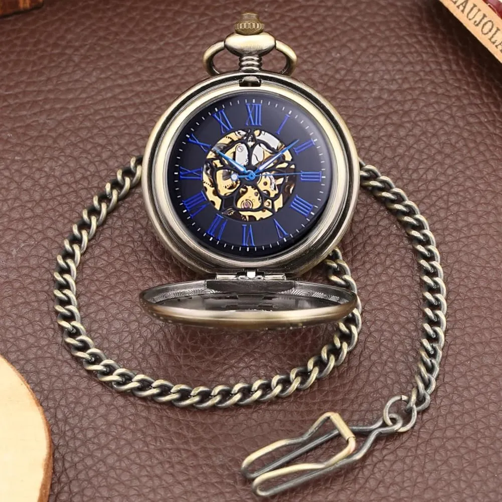 Pocket Watch Antique Style Gift Gentleman Automatic Pendant Pocket Clock Tiong Unique Half Wing Design jibe roadway tolerance abound cooperation shopper Men's Mechanical Self Winding 
