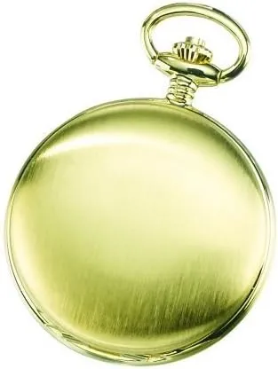 Pocket Watch # Charles-Hubert- Paris Brass Gold-Plated Satin-Finish Mechanical Hunter autonomous Case 