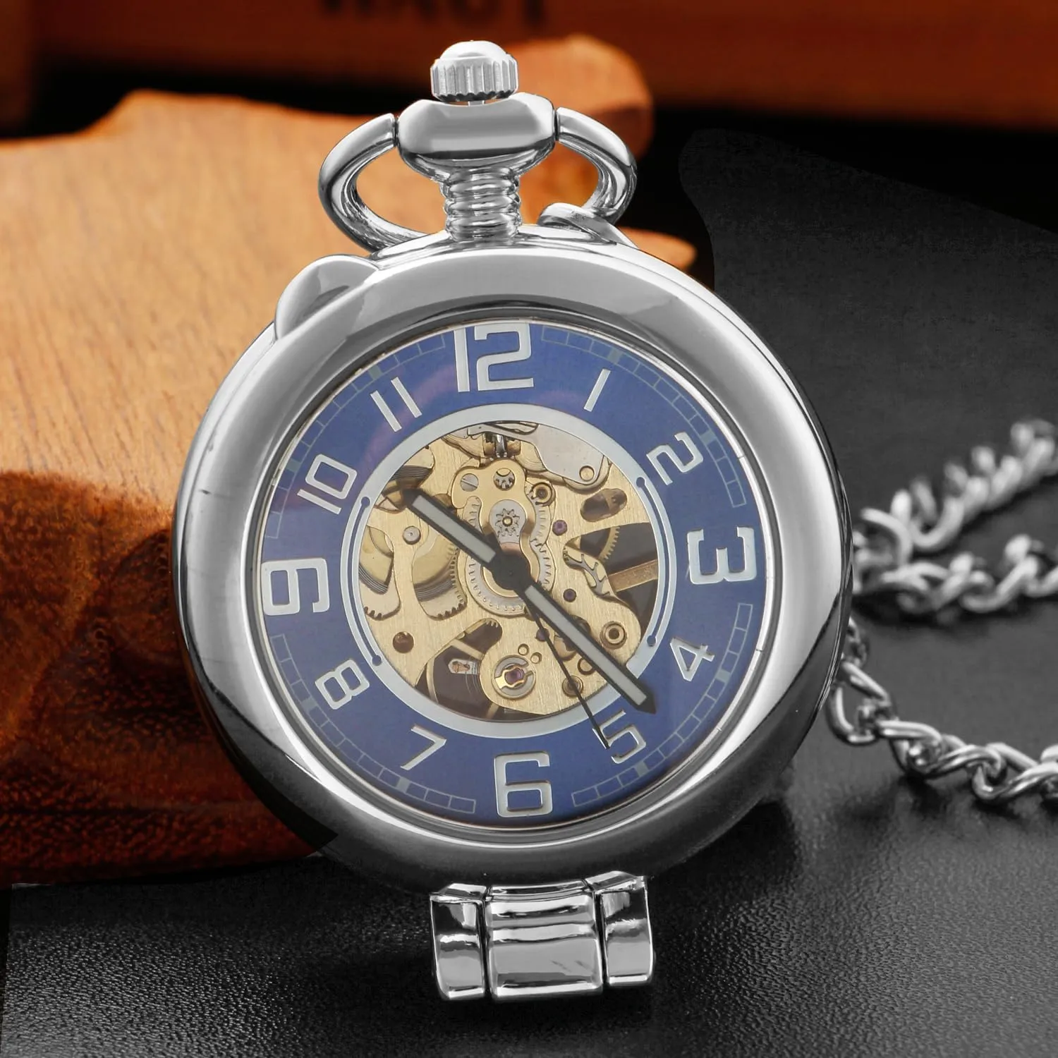 Pocket Watch for dissipate grumble Men Stainless Steel Single Open Men's Mechanical Pocket Watch, Roman Digital Dial Mechanical 