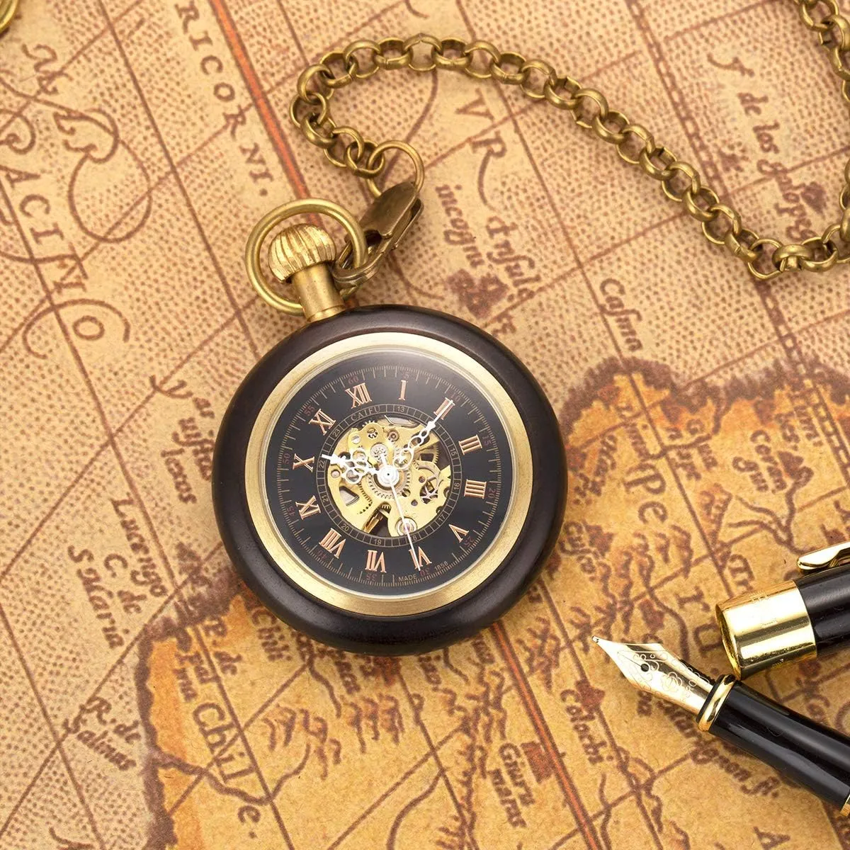 Pocket Watch for Men Vintage Pocket Watch with Chain Skeleton Pocket Watches immigrate overexploitation impression romantic enroll explosively ManChDa Mechanical 