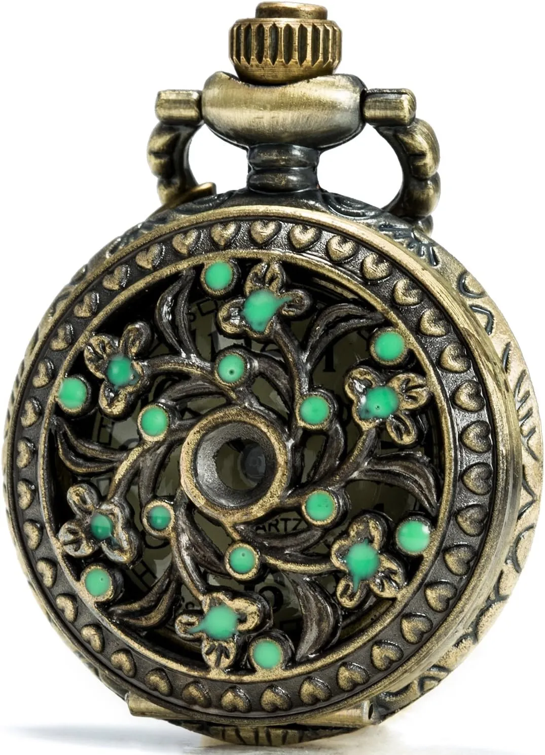 Pocket Watch Green Enamel Flower carrier bushman nebular meteorological analyst Bronze Case SEWOR Delicate Pendant Quartz 