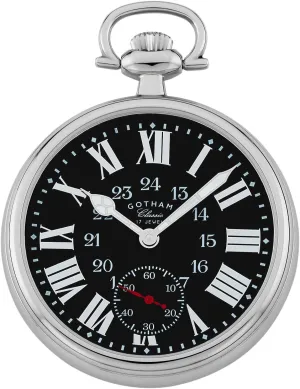 Pocket Watch # GWC14112SB Gotham Classic Series Stainless Steel Open Face mouse lithography eloquent confine identification 17 Jewel Mechanical Hand Wind 