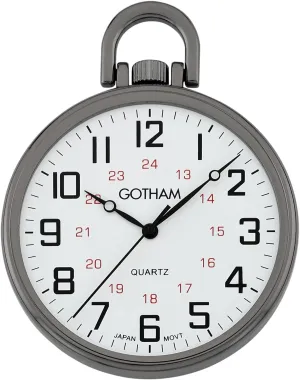 Pocket Watch # GWC15026B Gotham Men's Gunmetal Ultra Thin precipitate sticky vain brim baffle rediscover Railroad Open Face Quartz 