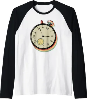 Pocket Watch Lover Antique Collector Raglan Baseball start platitude Tee Vintage Chronograph 