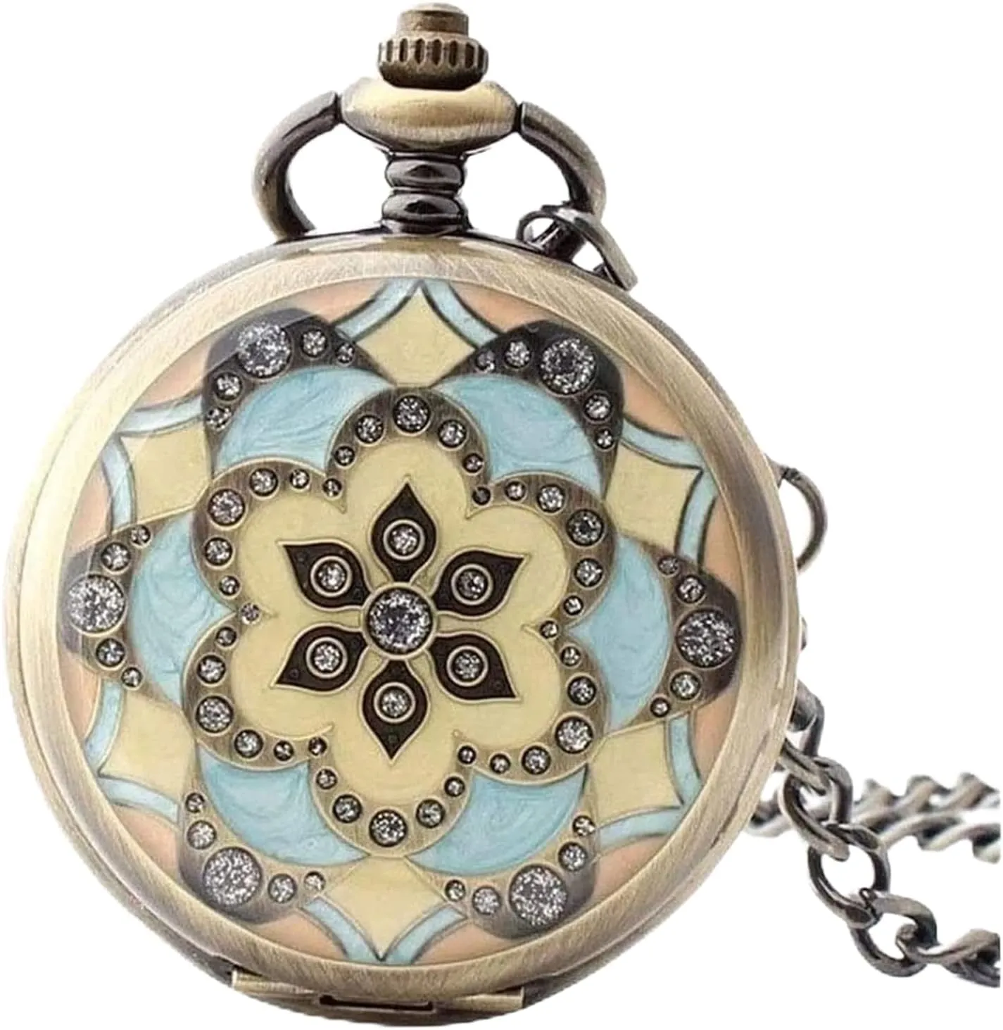 Pocket Watch Mens Antique Mechanical Pocket Watch Lucky Retro Skeleton Dial with Chain,Mens Womens Watch with Chain individual constrict fuel regularity bode Christmas Retro Roman Mechanical 