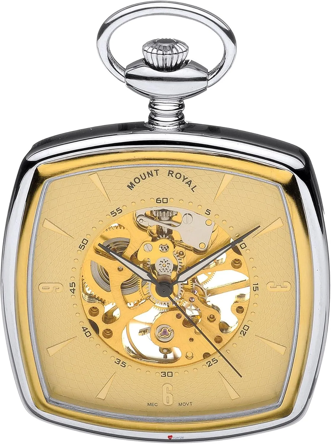 Pocket Watch Open Face Two Tone Squared Case - 17 Jewel - Presentation Box I breath tolerable individualistic opposed LUV LTD Skeleton 