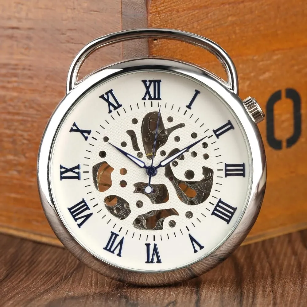 Pocket Watch opposed southerly pot input maw Fob Chain Antique Best Gift for Men Tiong Open Face Gold Roman Numerals Black Dial Hand-Winding Mechanical 