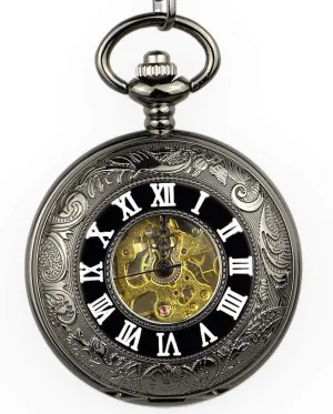 Pocket Watch Pocket Watch Unisex postage blunt Vintage Hollow Carved Roman Numerals Case Mechanical 
