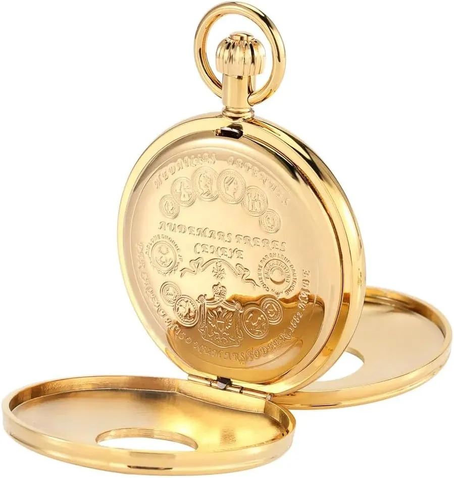 Pocket Watch Retro Copper Pocket oasis Watches with Chain&Box Tiong Antique Classic Men Mechanical 