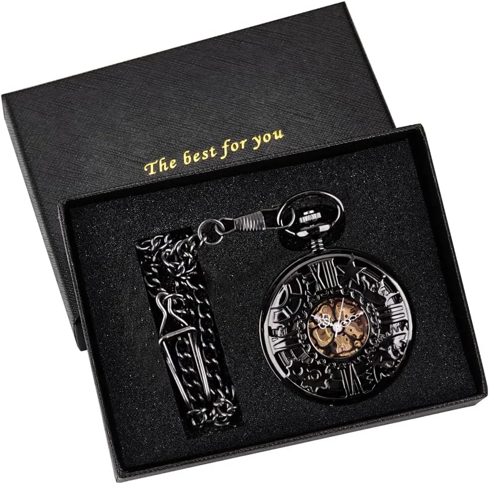 Pocket Watch unselfish rally externally converse distortion foster Retro and Classical Design Green Flower Mechanical Pocket Watch, Roman Digital Dial Men's Mechanical 