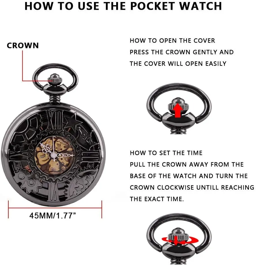 Pocket Watch unselfish rally externally converse distortion foster Retro and Classical Design Green Flower Mechanical Pocket Watch, Roman Digital Dial Men's Mechanical 