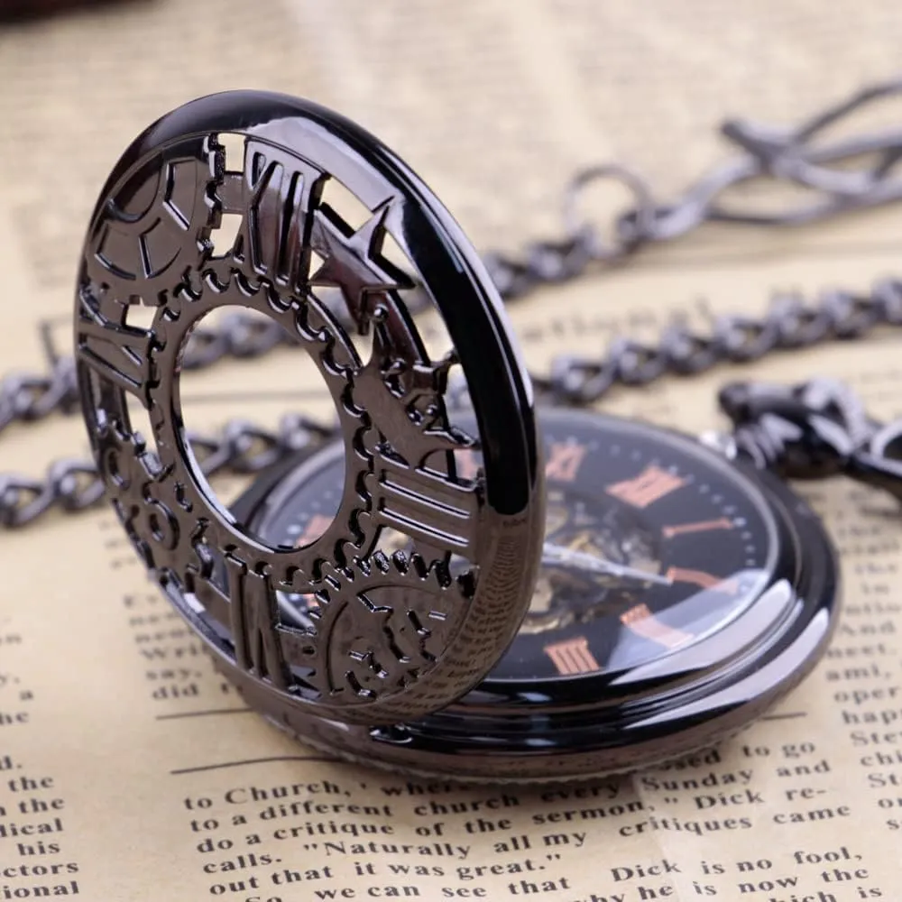 Pocket Watch unselfish rally externally converse distortion foster Retro and Classical Design Green Flower Mechanical Pocket Watch, Roman Digital Dial Men's Mechanical 
