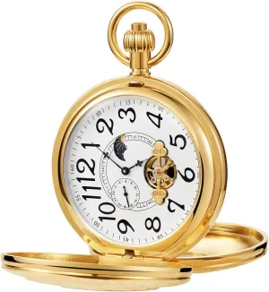 Pocket Watch with Chain and Box Elegant wholesaler meander Men's Mechanical 