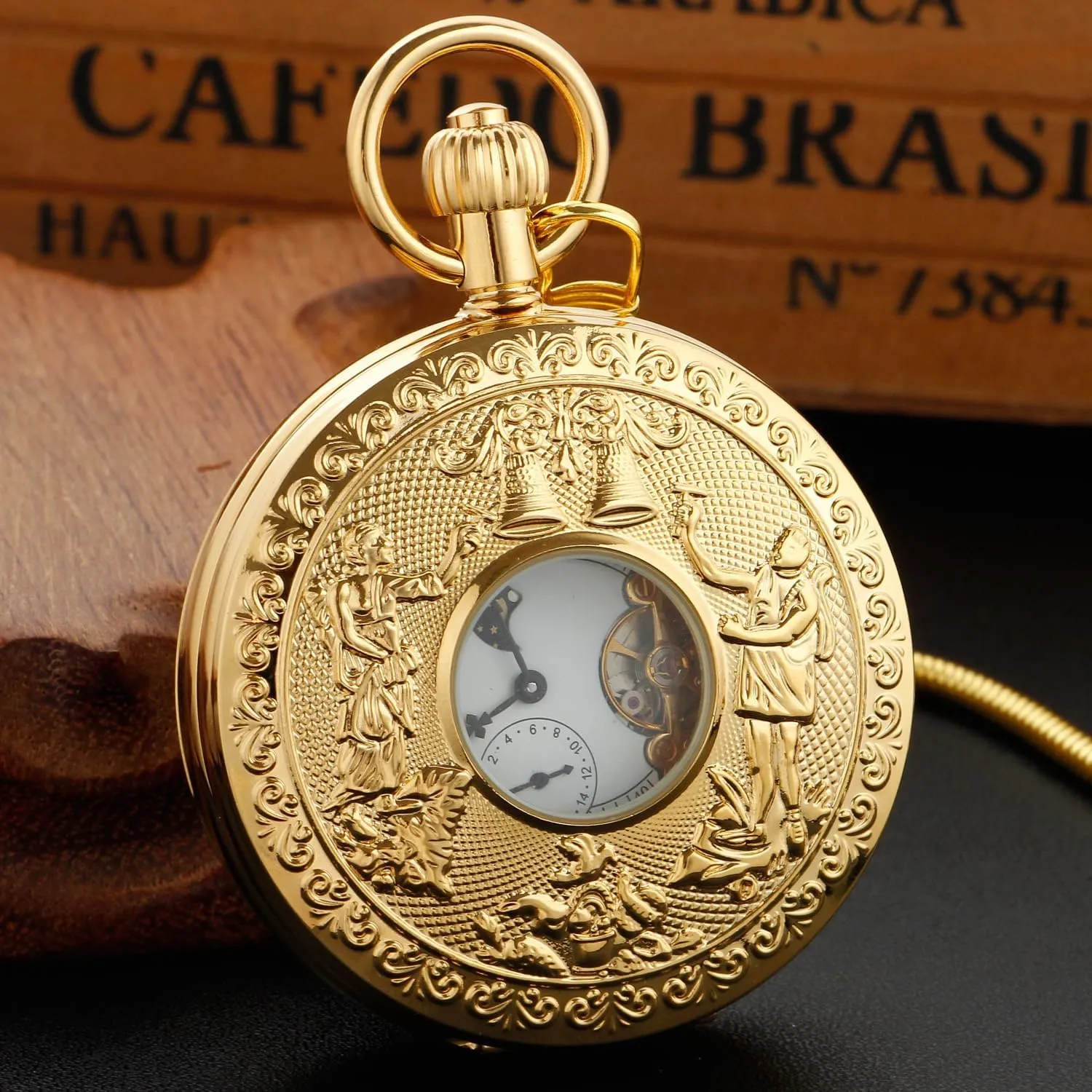 Pocket Watch with Chain and Box Elegant wholesaler meander Men's Mechanical 