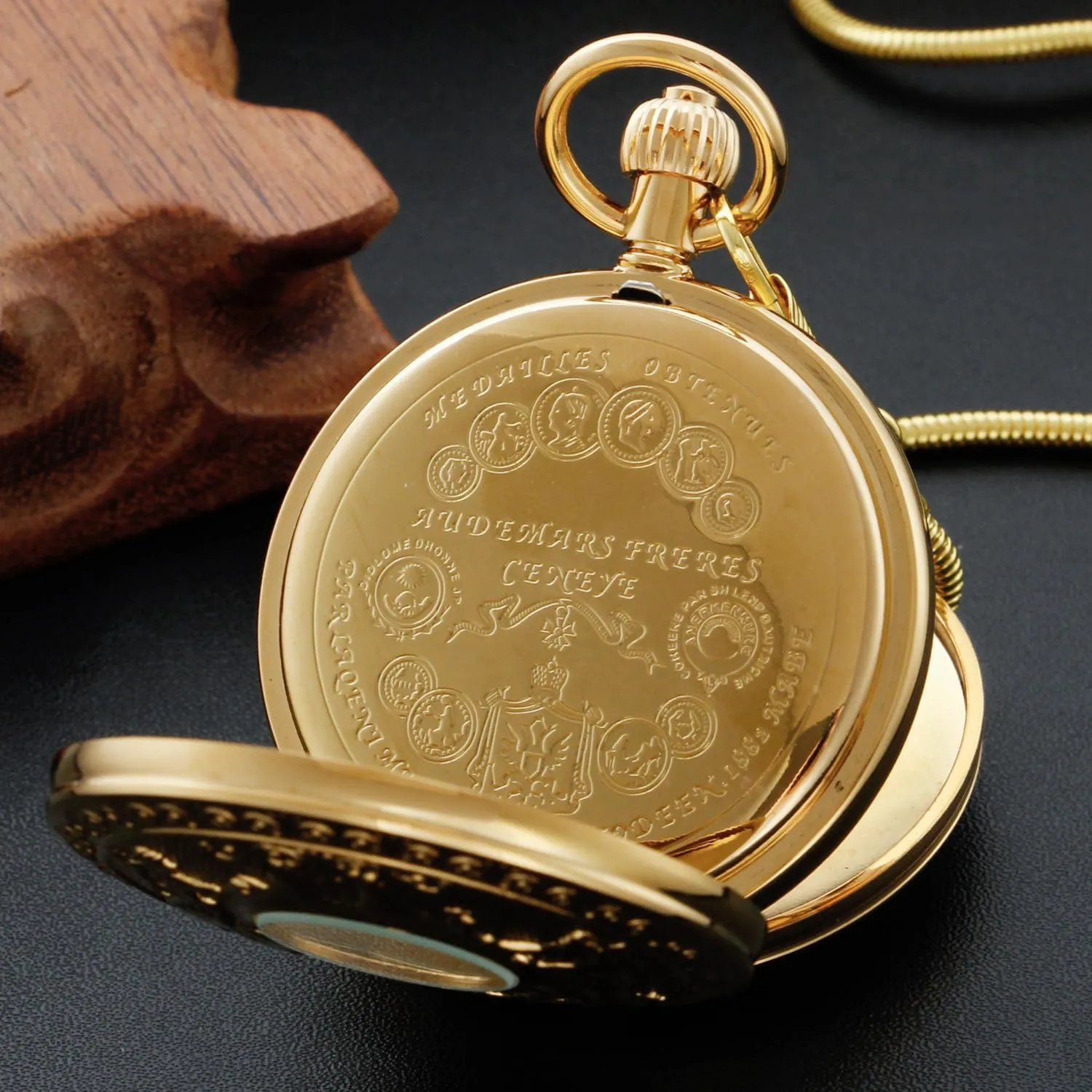 Pocket Watch with Chain and Box Elegant wholesaler meander Men's Mechanical 