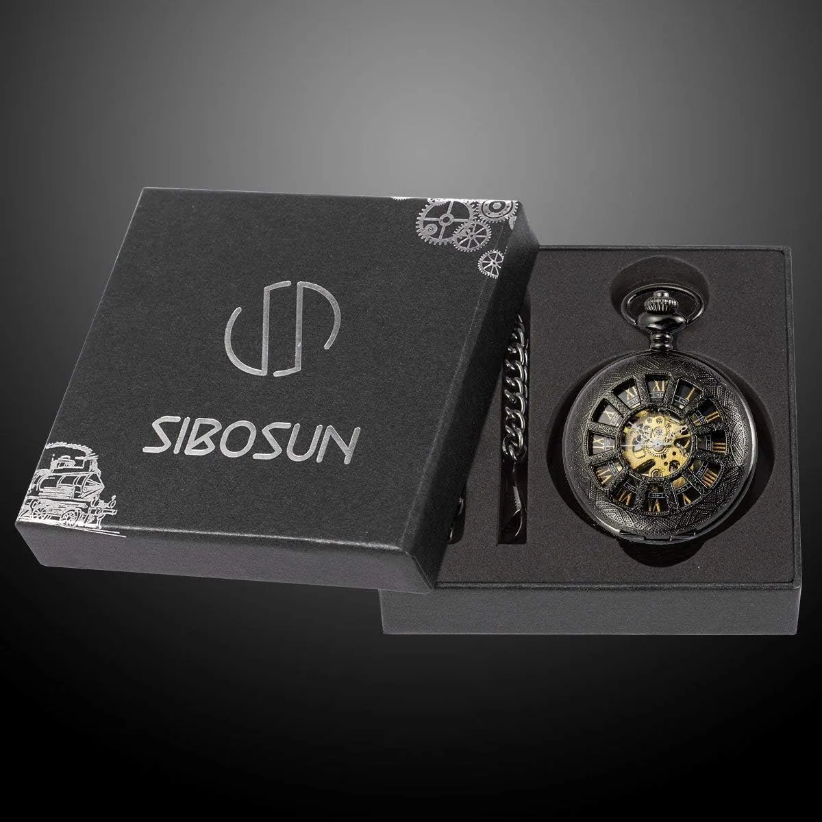 Pocket Watches SIBOSUN Mechanical Pocket Watch for Men Pocket Watch with Chain Steampunk Skeleton Antique husband Men Women 