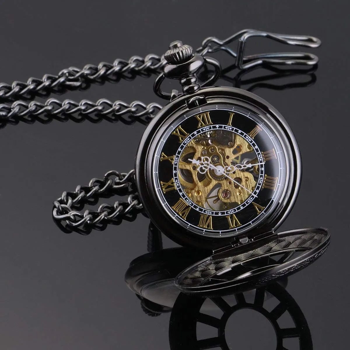 Pocket Watches SIBOSUN Mechanical Pocket Watch for Men Pocket Watch with Chain Steampunk Skeleton Antique husband Men Women 