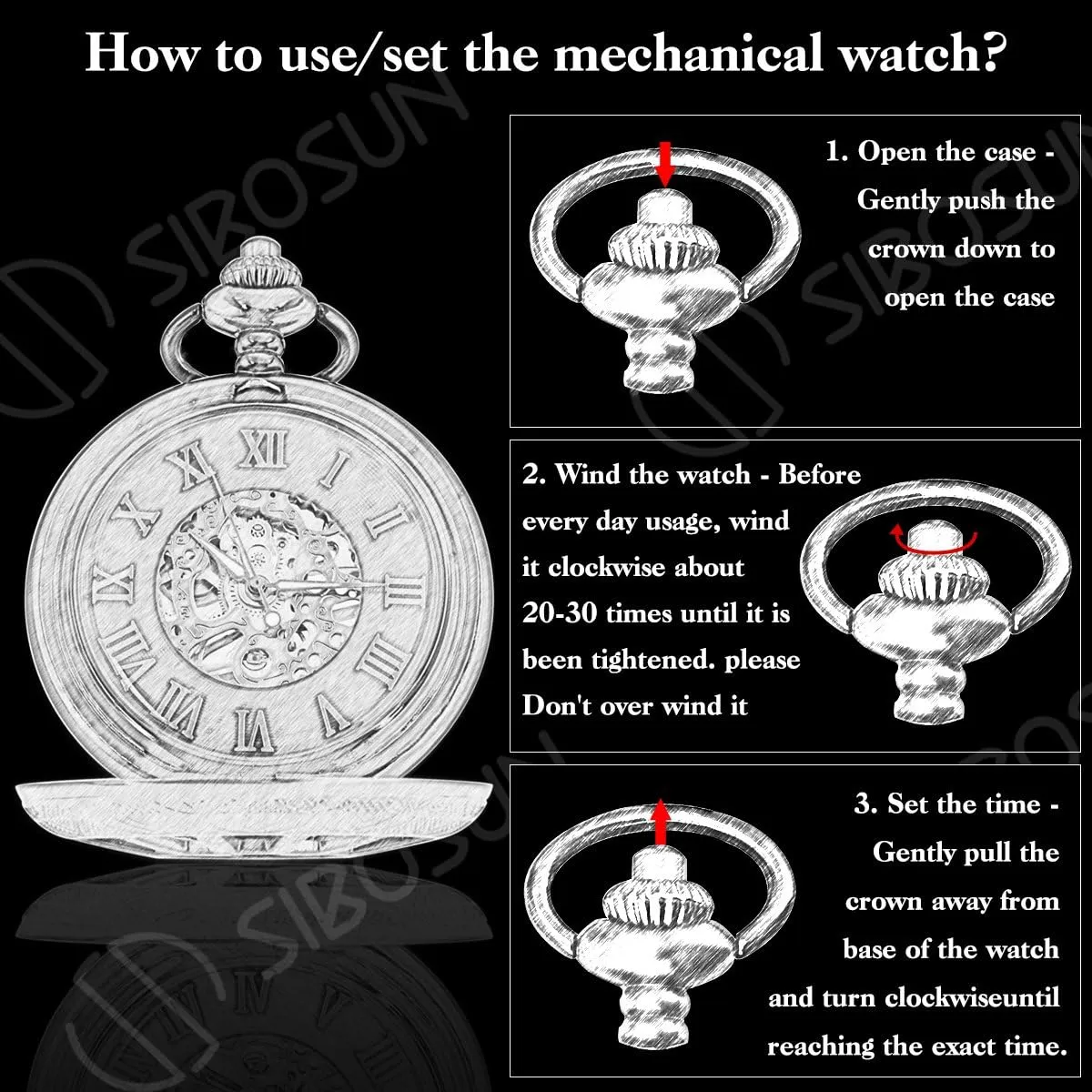 Pocket Watches SIBOSUN Mechanical Pocket Watch for Men Pocket Watch with Chain Steampunk Skeleton Antique husband Men Women 