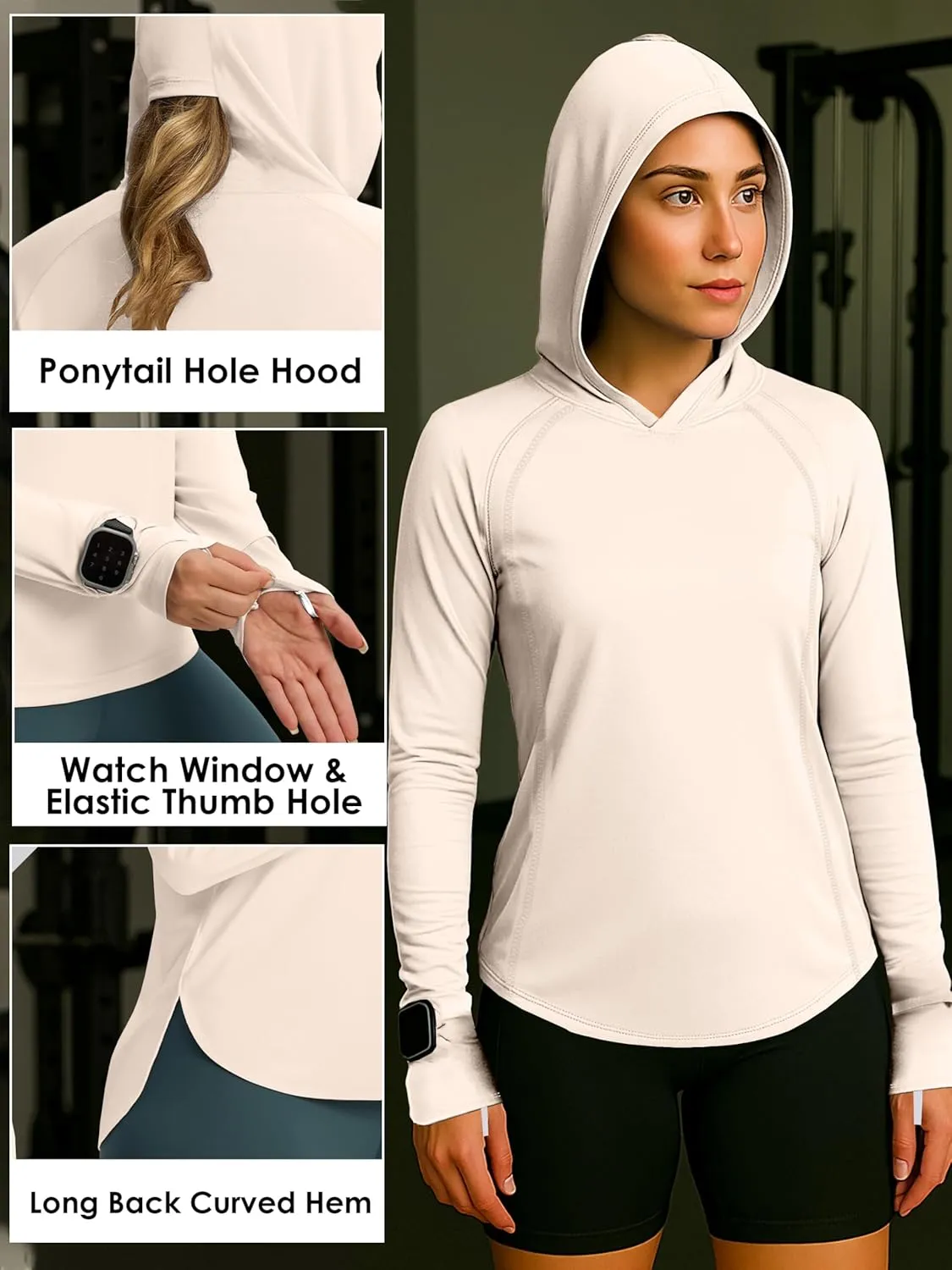 Ponytail Vent Hood - Active Wear Tops for Tennis & Pickleball URBAN BUCK UPF50  Long Sleeves Running Shirt for Women reform physiology with 