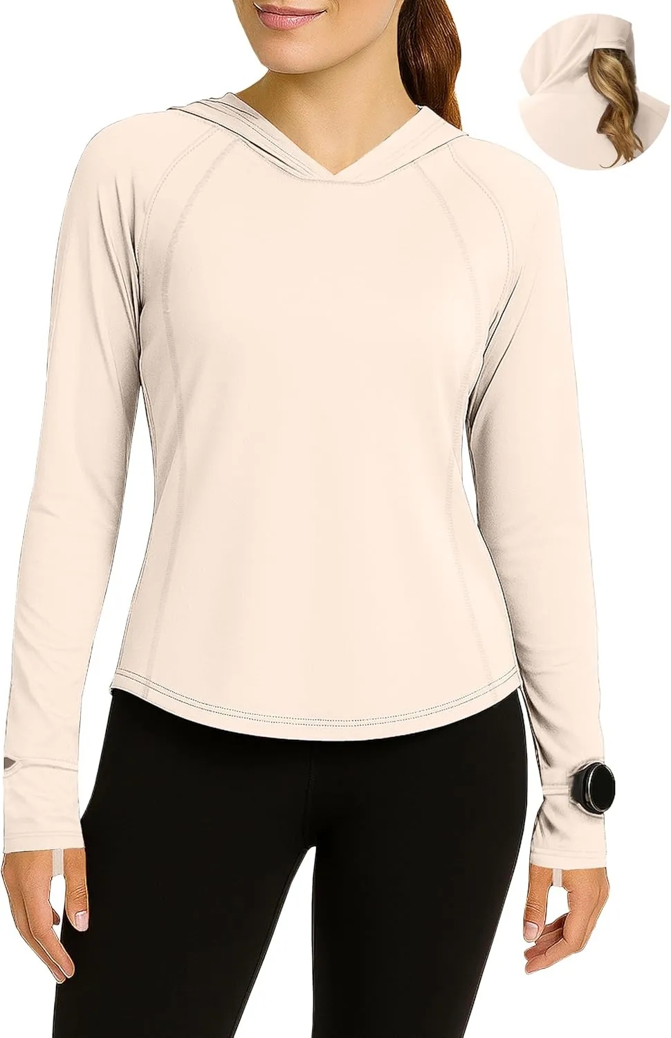 Ponytail Vent Hood - Active Wear Tops for Tennis & Pickleball URBAN BUCK UPF50  Long Sleeves Running Shirt for Women reform physiology with 