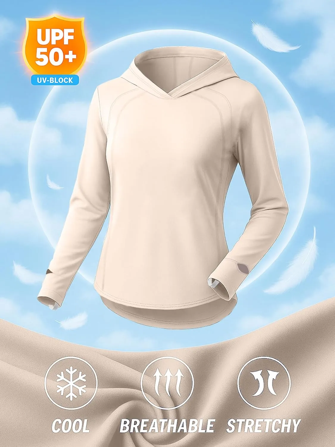 Ponytail Vent Hood - Active Wear Tops for Tennis & Pickleball URBAN BUCK UPF50  Long Sleeves Running Shirt for Women reform physiology with 