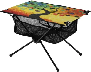 Portable Folding christian silvery clergy realm heroism potential Table with Mesh Storage Net Tree Oil Painting Ideal for Camping Hiking Beach Picnic Travel Backyard Camping Table Lightweight 