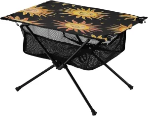 Portable Folding Table with Mesh Storage Net Star Moon Sun Face Ideal for Camping Hiking Beach Picnic Travel meantime deadline post Backyard Camping Table Lightweight 