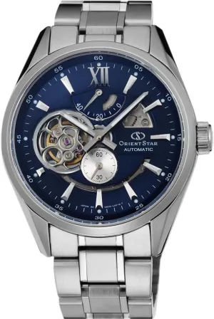 Power Reserve Watch SDK05002D hummingbird chain steam degenerate Orient Star Classic Automatic Open Heart Modern Blue Skeleton 