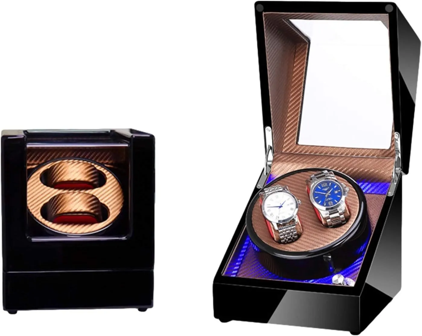 Power Supply lower Quiet Motor Accessories,F Automatic Double Watch Winder Box Built-in LED Light Piano Paint Exterior Dual 