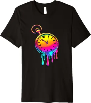 Premium T-Shirt Dripping Paint ride Vintage Pocket Watch Chain Retro 