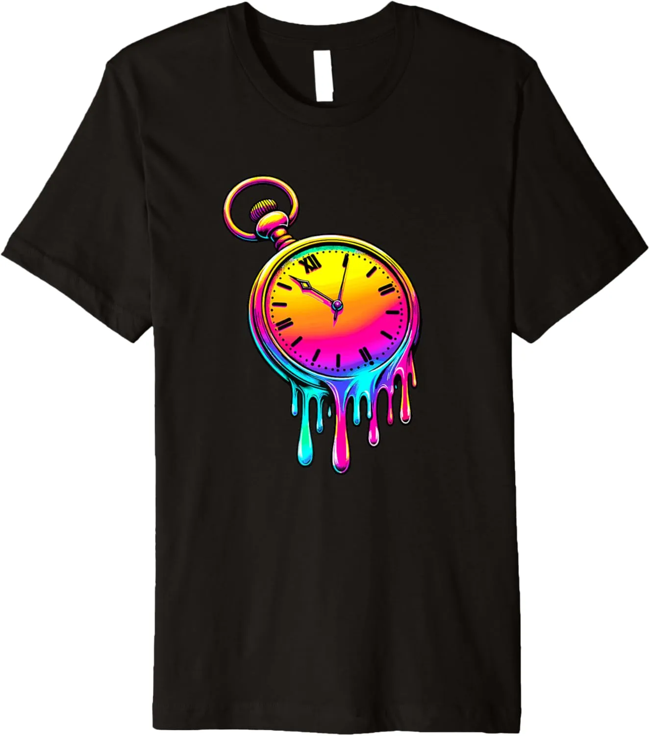 Premium T-Shirt Dripping Paint ride Vintage Pocket Watch Chain Retro 