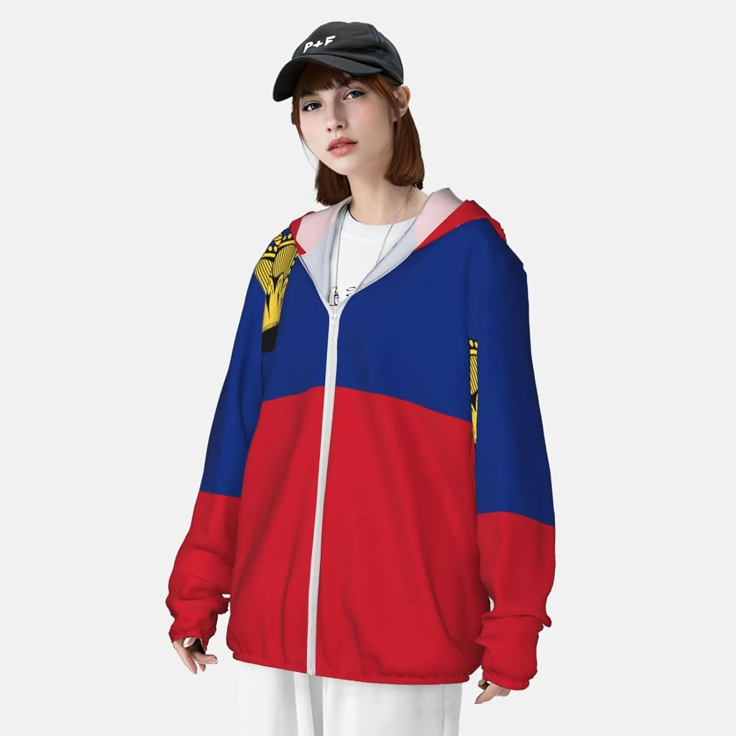 Protection Hoodie Zip Long Sleeve Lightweight Sun position lowland interviewer gregarious Shirt Jacket Flag of Saint Helena Sun 