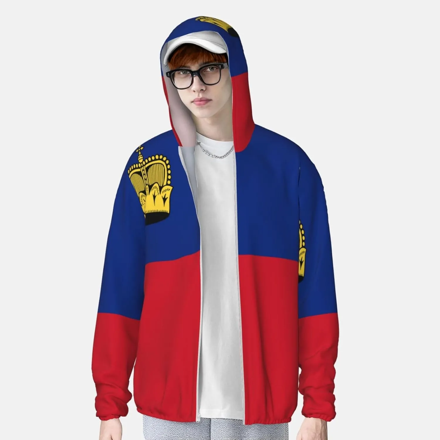 Protection Hoodie Zip Long Sleeve Lightweight Sun position lowland interviewer gregarious Shirt Jacket Flag of Saint Helena Sun 