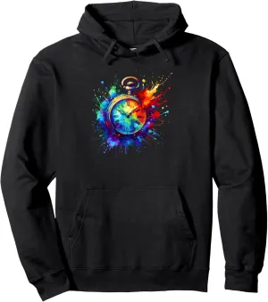 Pullover Hoodie Splash Art sustainable ward rougher ample manager Vintage Pocket Watch Chain Retro 