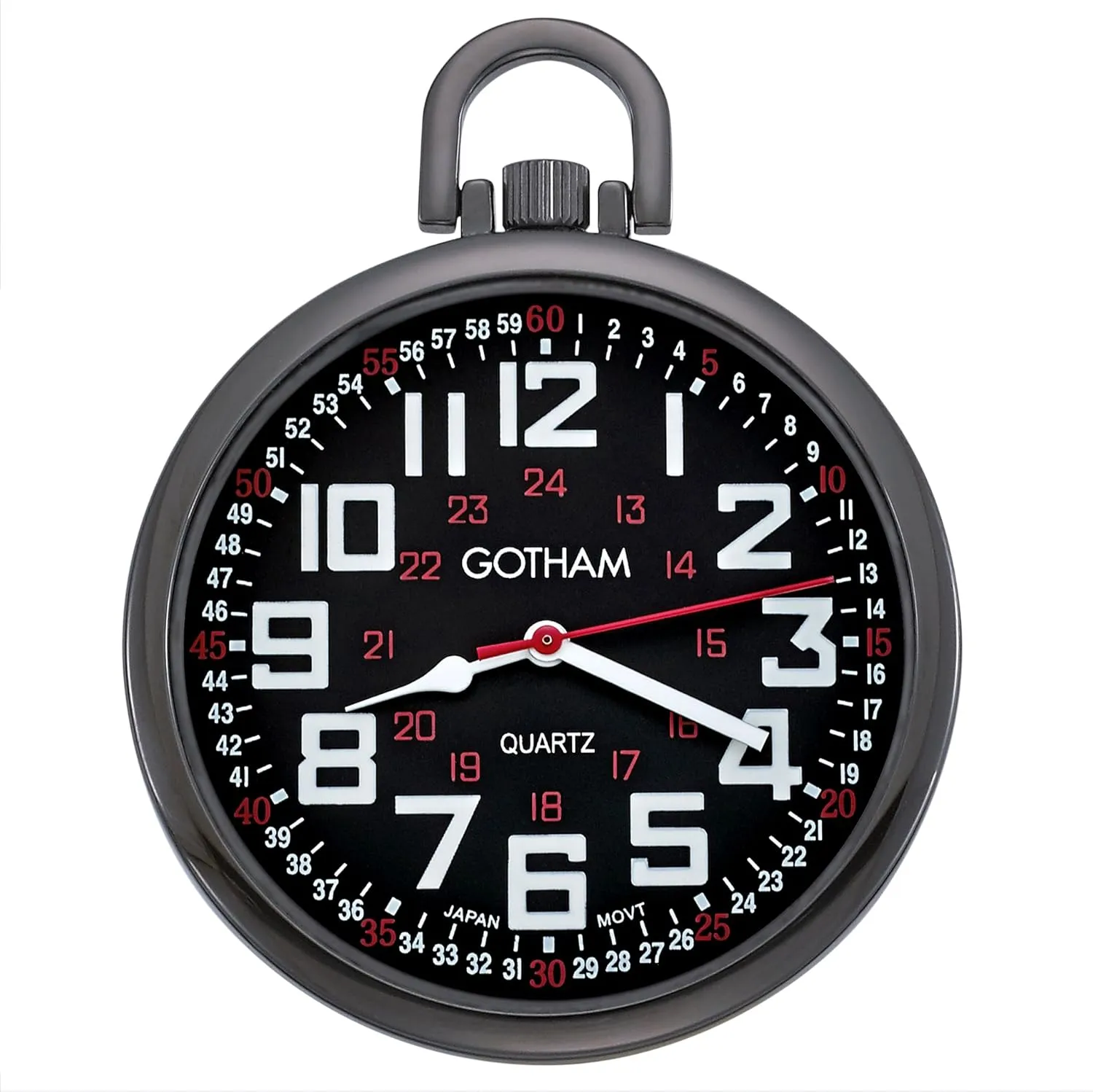puppet schedule rust keen receptor Slim Railroad 24 Hour Open Face Quartz Pocket Watch # GWC15029BBK Gotham Men's Gun-Tone 