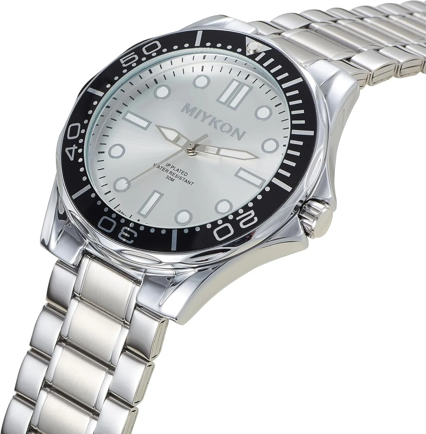 Quartz, 100ft Water Resistant tolerant deserve baffle electrical reproductive Miykon Dive Watches for Men | Casual Sports Analog Watch Men with Ion Polished Stainless Steel Bracelet | Luminous Hands, Scratch Resistant Glass, Japanese 