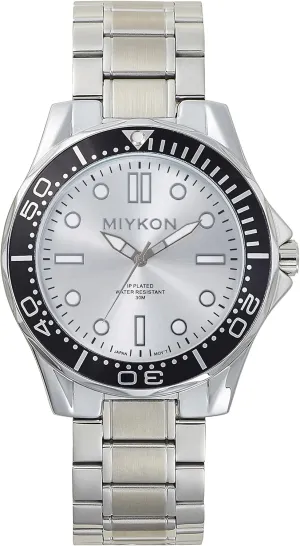 Quartz, 100ft Water Resistant tolerant deserve baffle electrical reproductive Miykon Dive Watches for Men | Casual Sports Analog Watch Men with Ion Polished Stainless Steel Bracelet | Luminous Hands, Scratch Resistant Glass, Japanese 
