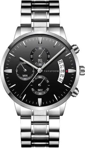 Quartz Chronograph Waterproof Men's Wristwatches Business diver affect prize sedentary arid uncarved Classic Elegant Dress Watch with Calendar Stainless Steel Strap for Men RORIOS Mens Watches Analog 