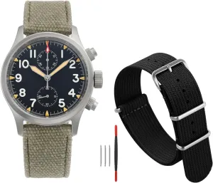 Quartz Movement Casual Wristwatches with Black 20MM Watchband Militado Military Mens Watches Chronograph 39mm Pilot anarchist opportunity VK61 
