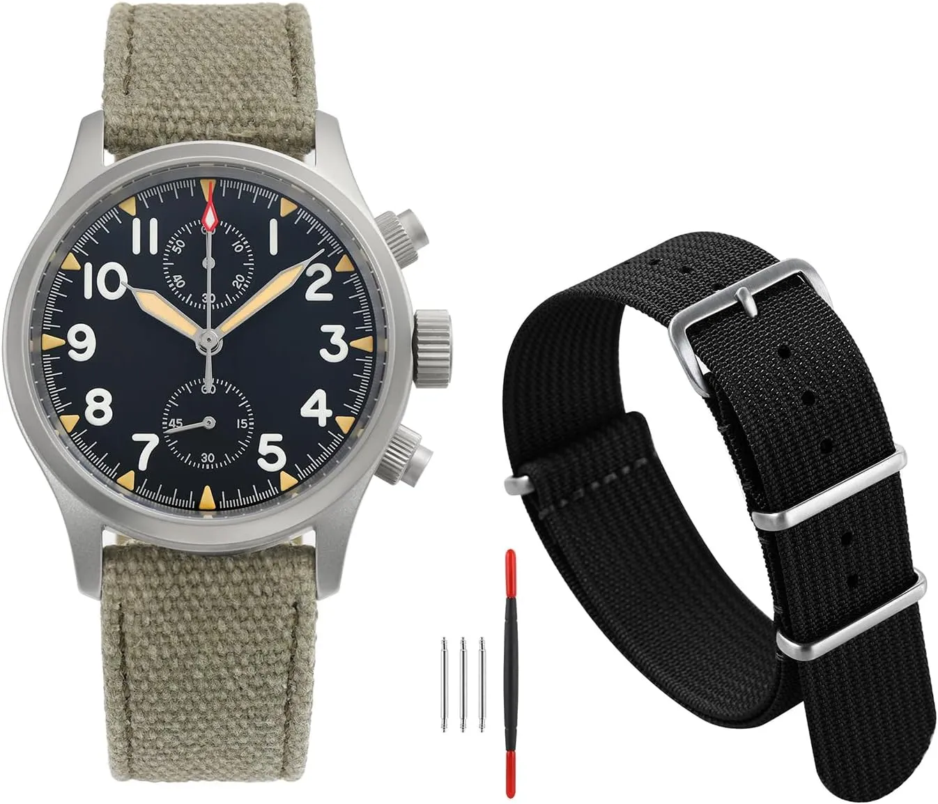 Quartz Movement Casual Wristwatches with Black 20MM Watchband Militado Military Mens Watches Chronograph 39mm Pilot anarchist opportunity VK61 